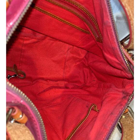 DOONEY & BOURKE Lg Nina Patent Leather Satchel Shoulder Bag Raspberry w/ Wallet - Picture 15 of 16